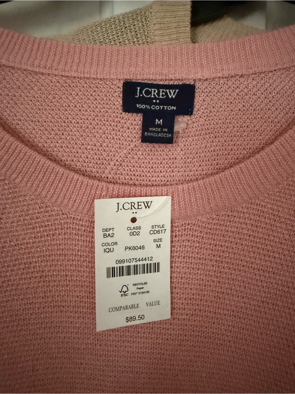 NEW- J. Crew Pink and cream bundle Lightweight Crewneck Sweaters - Picture 2 of 3